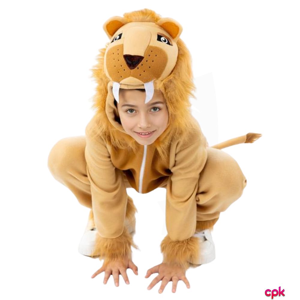Lion Costume for Kids - Best Price in Pakistan A young boy posing in a plush Lion Costume for Kids with a furry mane.