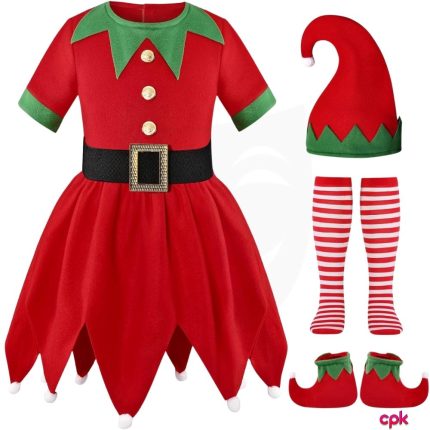 Elf Costume for Kids Include shoes, socks, cap, shirt and belt