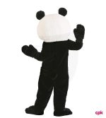 A happy child wearing soft black and white panda costumes for kids with ears