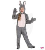 Little child smiling while wearing rabbit costume for kids with long ears
