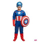 Vibrant blue Marvel Captain America Costume For Kids with star emblem from costumes.pk