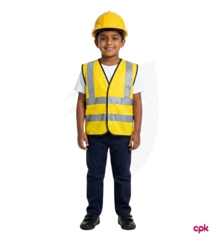 White professional chef costume for kids with apron and hat